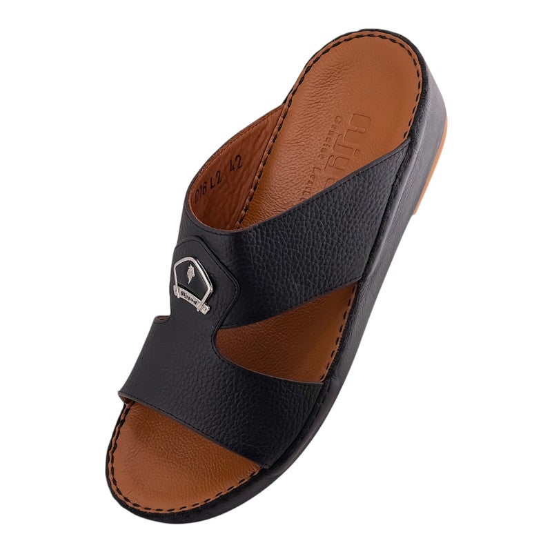 AJYAD Handmade Arabic Sandals For Men | Outdoor Mens Slippers | Everyday Flip Flops Open Toe | Arabic Genuine Shamwa Leather | New Design | Tan Footbed | Comfortable & LightWeight - Image 3